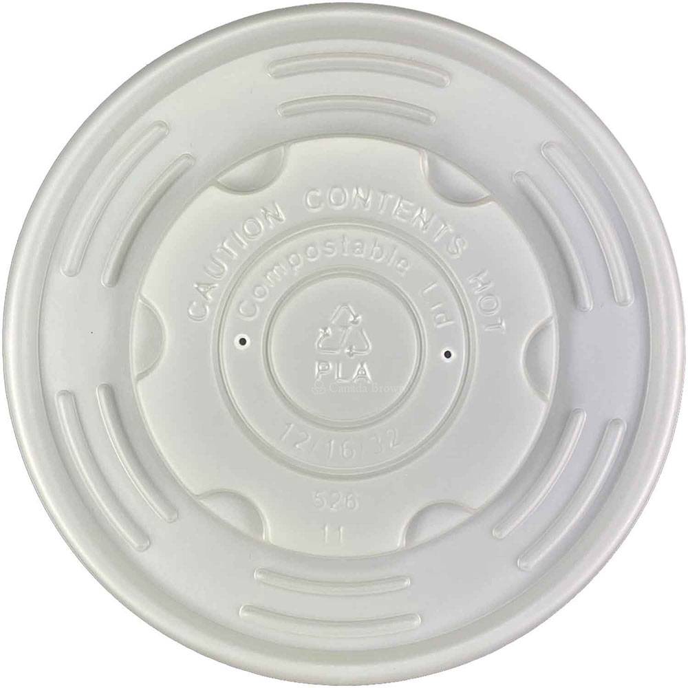 PLA Compostable Vented Lid 12/16/32oz Paper Soup Container (500/CS)