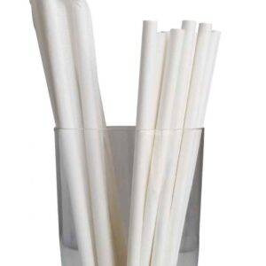 7.75” Length 6mm Diameter Regular White Individually Wrapped Paper Straws ( 3600/CS)