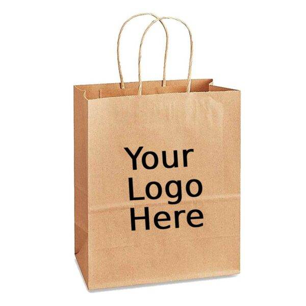 16" X 6" X 12" Custom Printed Kraft Twisted Handle Paper Bags (250/CS)