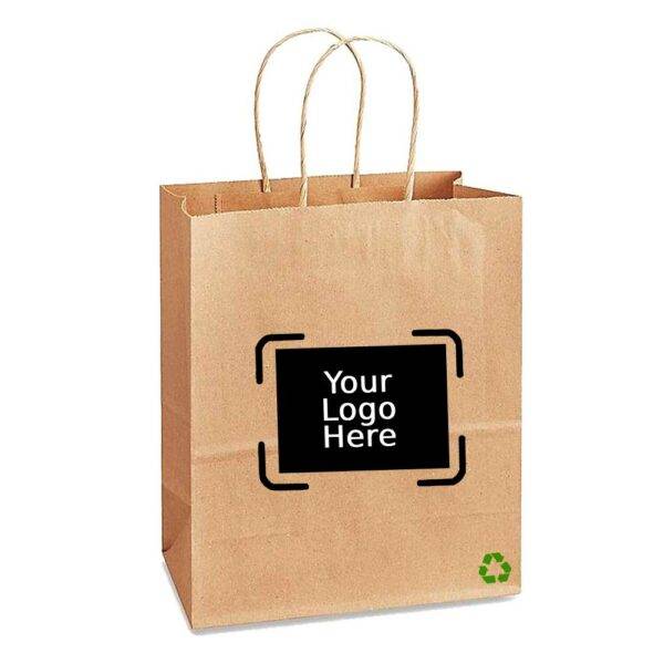 16" X 6" X 12" Custom Printed Kraft Twisted Handle Paper Bags (250/CS)