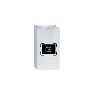 Custom Printed White Paper Grocery Bags (500/Case) 2LB 4.3125 x 2.4375 x 7.875