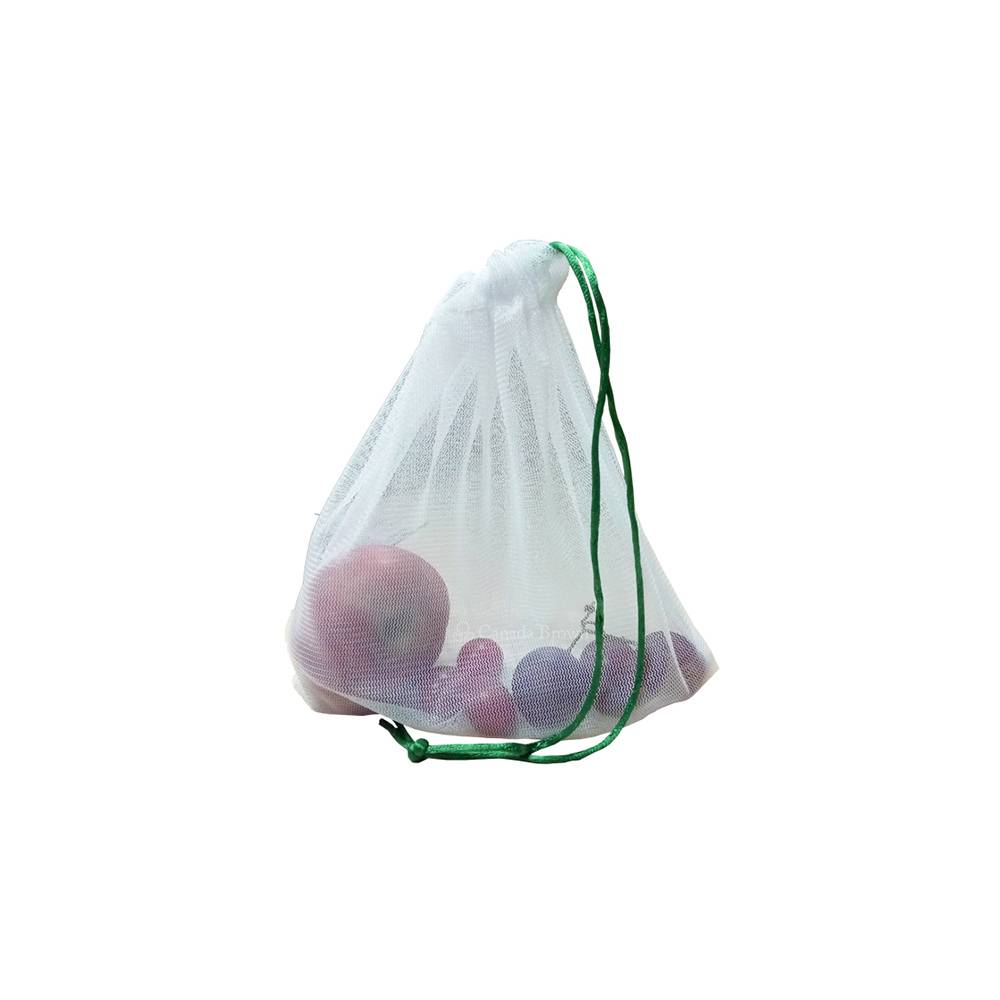 11.8 x 13 Polyester 20GSM Custom Printed White Mesh Drawstring Grocery Bags (500/Case)