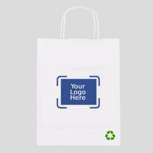 13″ X 7″ X 13″ Custom Printed White Twisted Handle Paper Bags (250/CS)