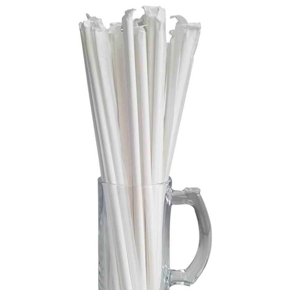 10.23” Length 6mm Diameter Regular White Paper Straws (3000/CS)