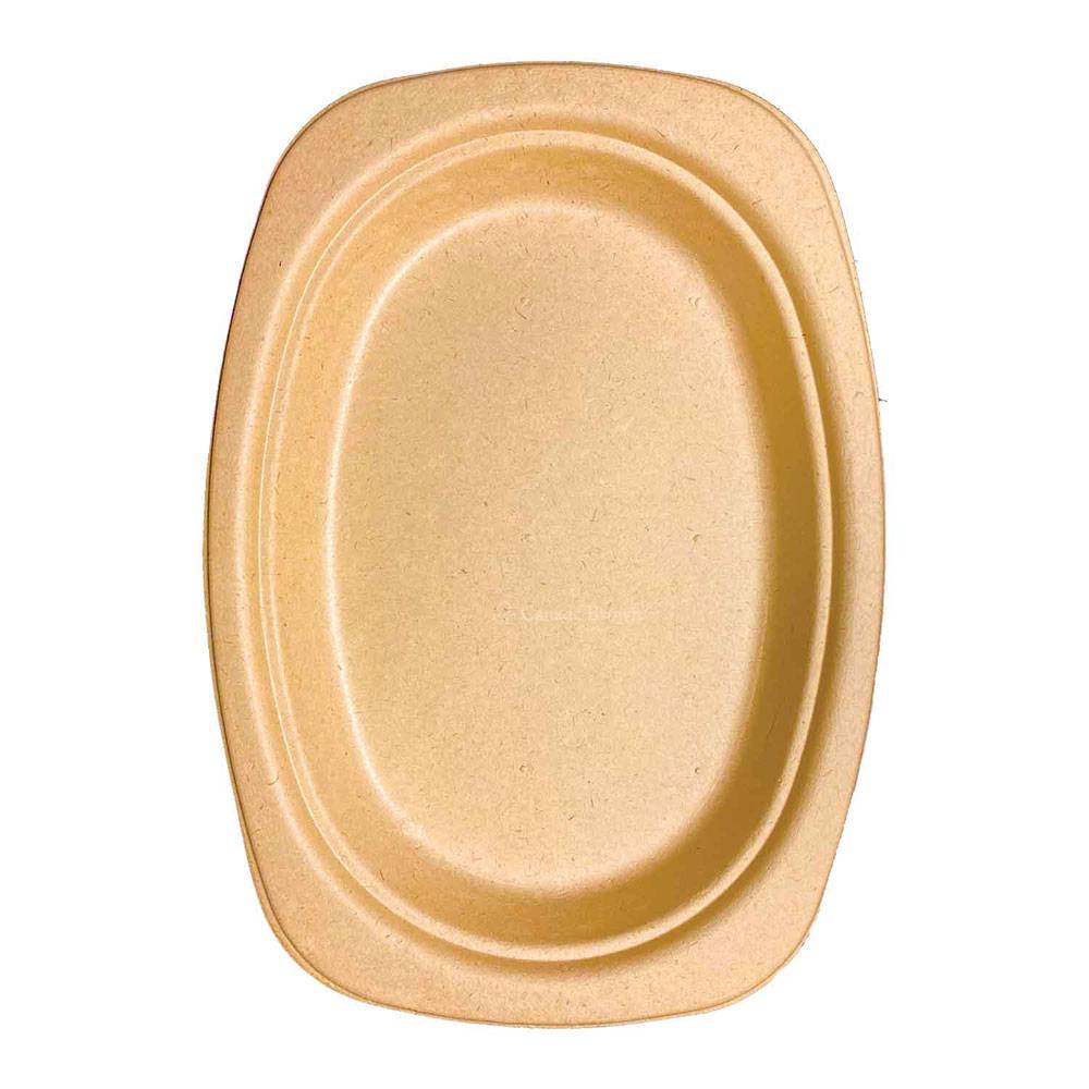 9'' X 6.5'' Sugar Cane Natural Kraft Oval Plate (1000/CS)