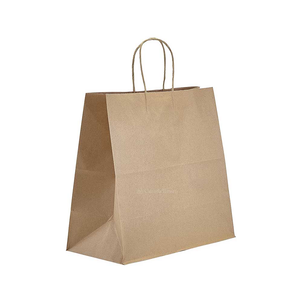 Heavy Duty 13" x 10" x 16" Kraft Twisted Handle  Paper Bags 200/Case