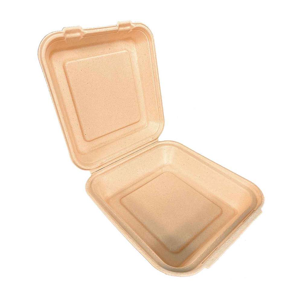 8.5"x8"x3" Sugar Cane Natural Kraft Clamshell (200/CS)