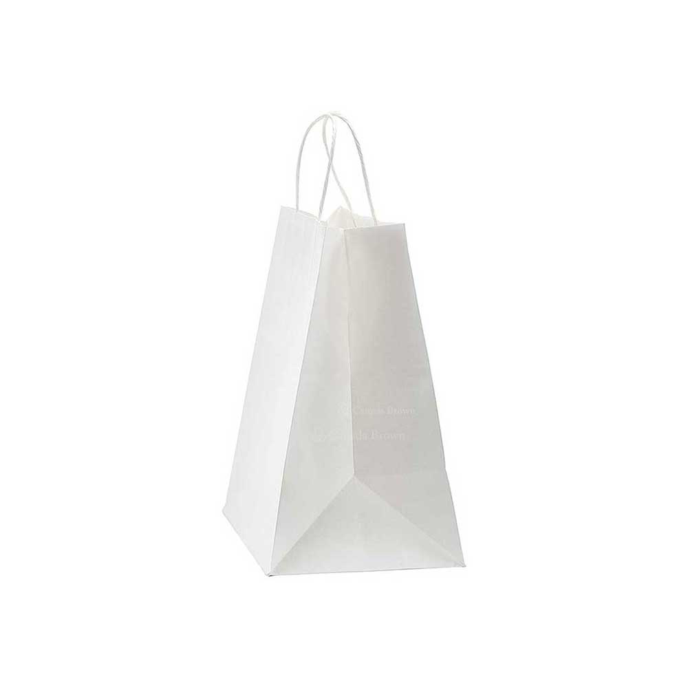 8" X 4.25" X 10.25" Heavy Duty White Twisted Handle Paper Bags 250/Case