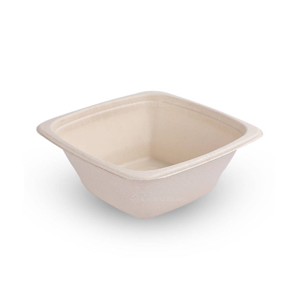 32oz Bagasse Square Natural Kraft Bowls (300/CS)