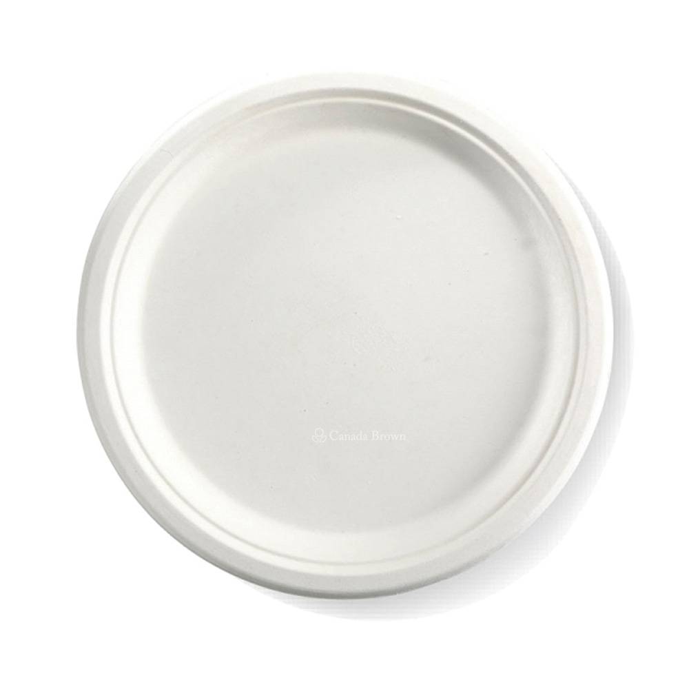 10" Custom Printed Sugarcane Fibre Plate ( White ) (100% Compostable & Recyclable) (500/Case)