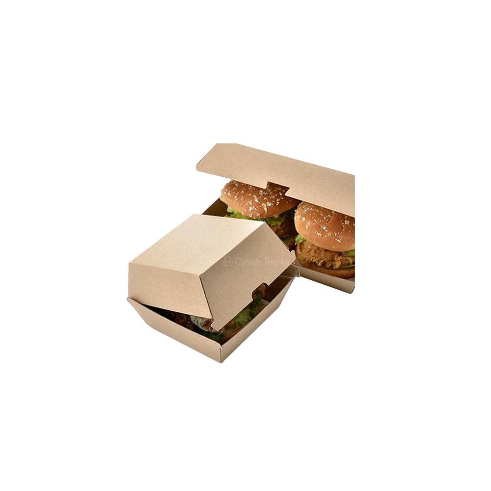 5" x 5" Custom Printed Kraft Paper Burger Boxes (250/Case)