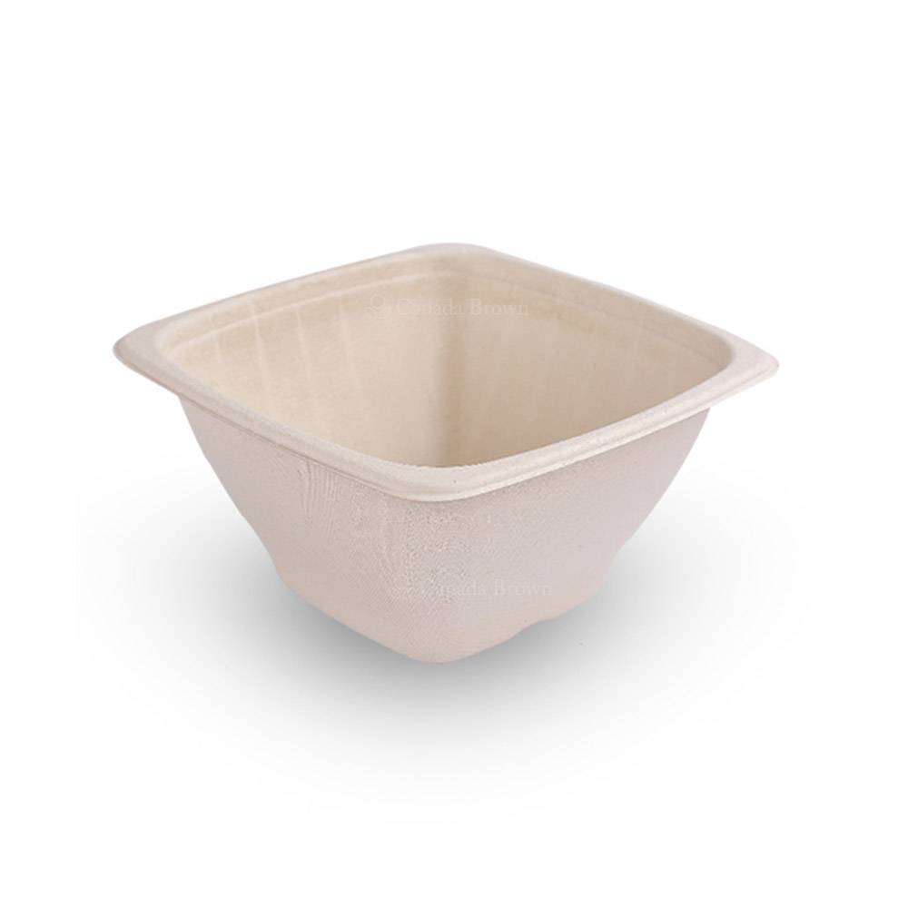 42oz Bagasse Square Natural Kraft Bowls (300/CS)