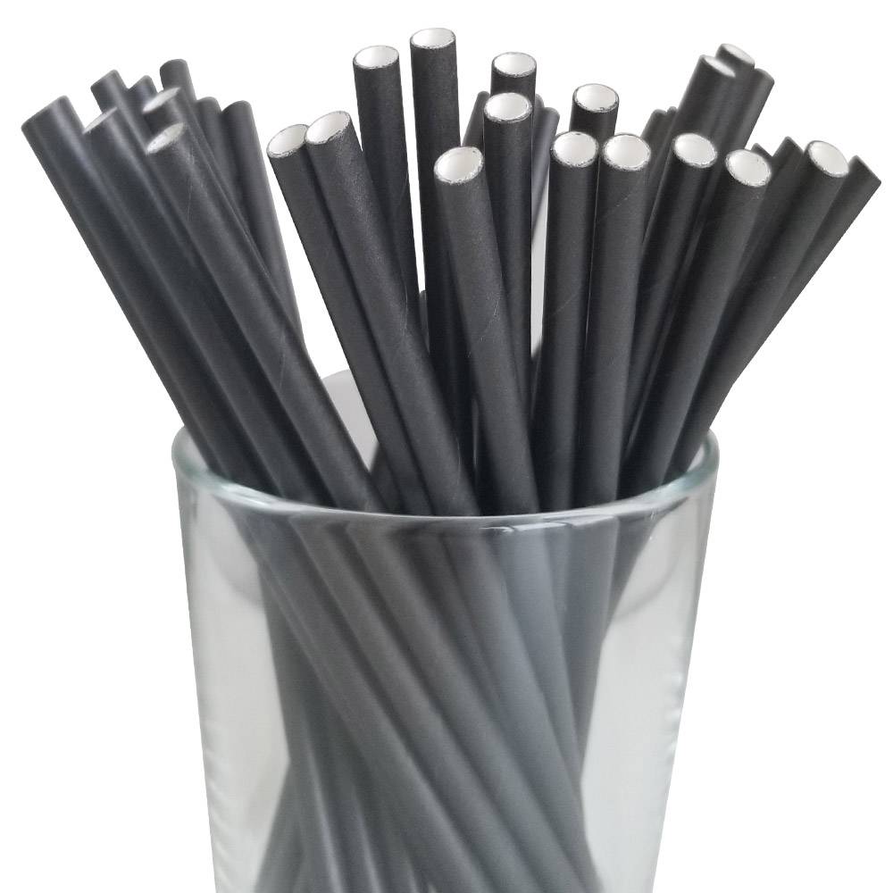 5.75″ Jumbo Cocktail Black Paper Straws (2000/CS)