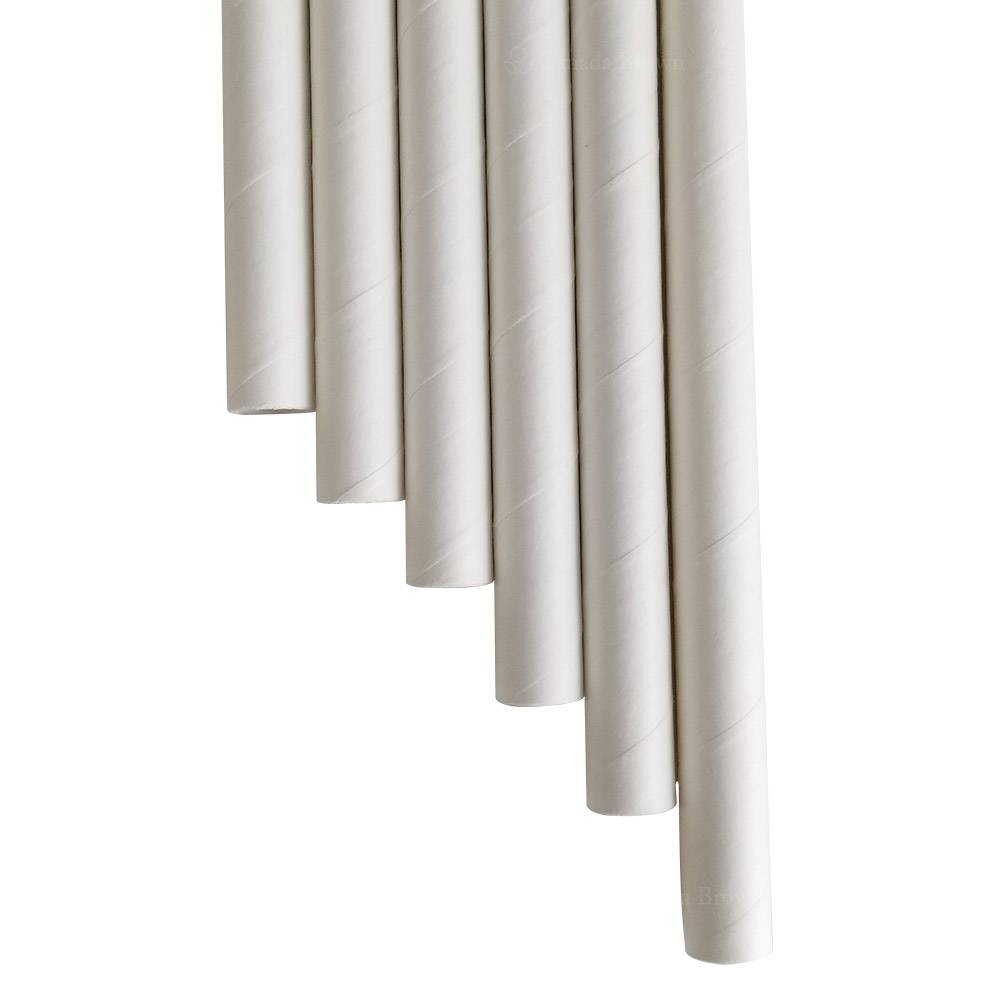 7.75” Length 8mm Diameter Milkshake White Individually Wrapped Paper Straws