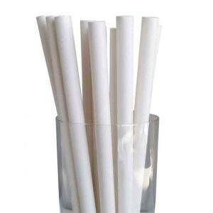 7.75” Length 10mm Diameter Colossal White Paper Straws (2000/CS)