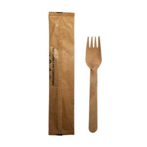 6.25″ Wooden Fork with Individually Kraft Paper Wrapped (1000/Case)