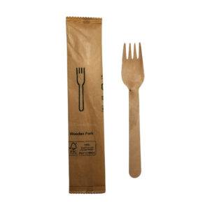 6.25″ Wooden Fork with Individually Kraft Paper Wrapped (1000/Case)