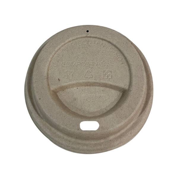 10-24oz Dome Lid Natural Bagasse Hot Cup Lids (1000/CS)