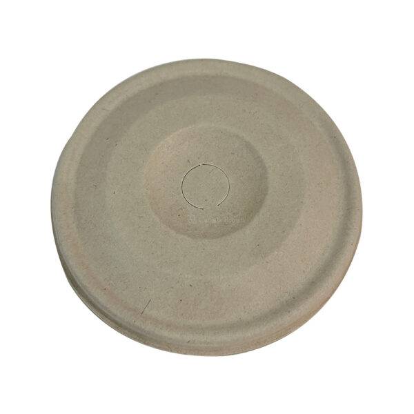 10-24oz Natural Kraft Bagasse Flat Lids for Cold Cups with Straw Hole (1000/CS)