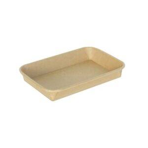 #3 Kraft Paper Sushi Tray with 300 gsm / Double PE Lined (6.5" x 4.53" x 1") Recyclable (600/Case)