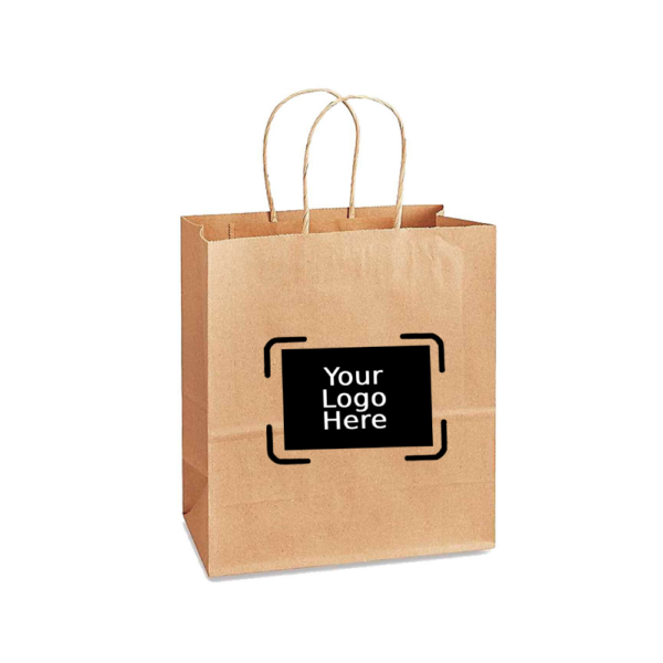 10" X 5" X 13" Custom Printed Kraft Twisted Handle Paper Bags (250/CS)