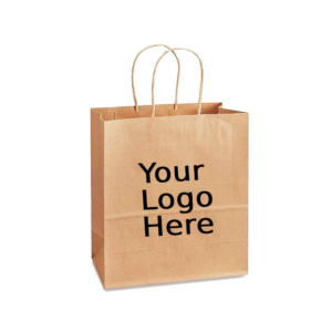 8" X 4.25" X 10.25" Custom Printed Kraft Twisted Handle Paper Bags (250/CS)