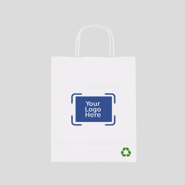 10" x 6.75" x 12" Custom Printed White Twisted Handle Paper Bags (250/CS)