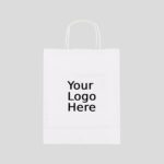 12" x 7" x 17" Custom Printed White Twisted Paper Bags (250/CS)