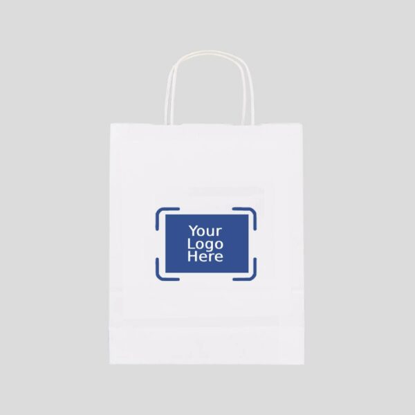 12" x 7" x 17" Custom Printed White Twisted Paper Bags (250/CS)