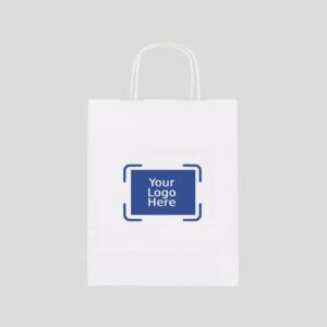 12" x 9" x 15" Custom Printed White Twisted Handle Paper Bags (150/CS)