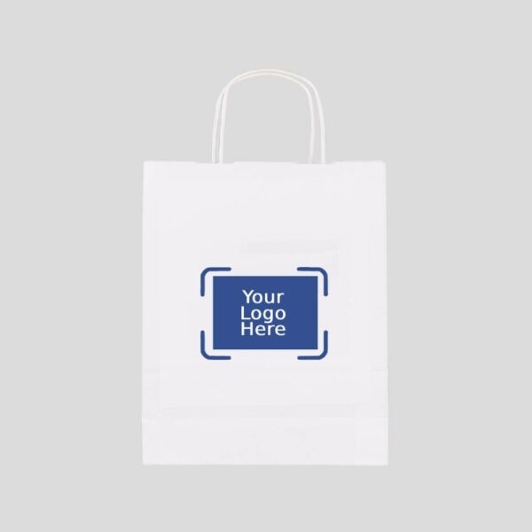 12" x 9" x 15" Custom Printed White Twisted Handle Paper Bags (150/CS)