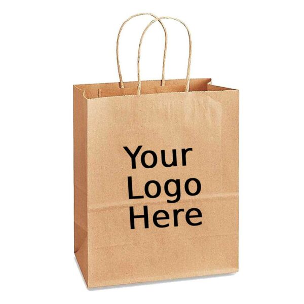 13" x 7" x 13" Custom Printed Kraft Twisted Handle Paper Bags (250/CS)