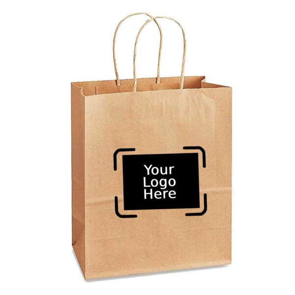 13" x 7" x 13" Custom Printed Kraft Twisted Handle Paper Bags (250/CS)