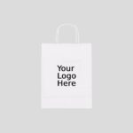 5.25" x 3.25" x 13.125" Custom Printed White Twisted Handle Paper Bags (250/CS)