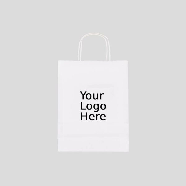 5.25" x 3.25" x 13.125" Custom Printed White Twisted Handle Paper Bags (250/CS)