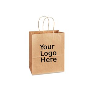 5.25" x 3.25" x 13.125" Custom Printed Kraft Twisted Handle Paper Bags (250/CS)