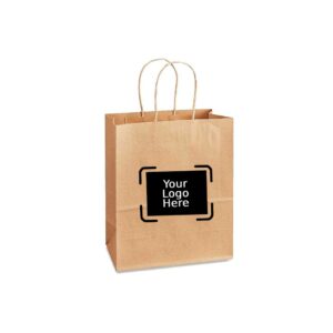 5.25" x 3.25" x 13.125" Custom Printed Kraft Twisted Handle Paper Bags (250/CS)