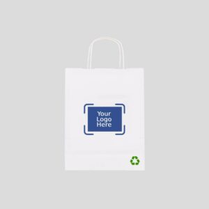 5.25" x 3.25" x 13.125" Custom Printed White Twisted Handle Paper Bags (250/CS)