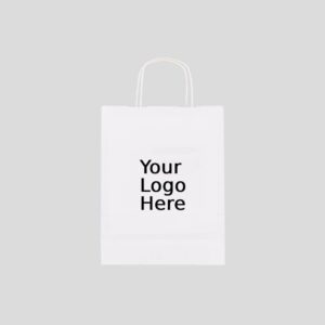 5.25" x 3.5" x 8.25" Custom Printed White Twisted Rope Handle Paper Bags (250/CS)