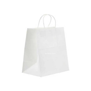 7″ X 3.5″ X 8″ White Twisted Handle Paper Bags (250/CS)