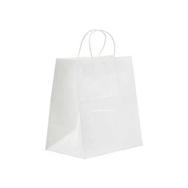 7" X 3.5" X 8" White Twisted Handle Paper Bags (250/CS)