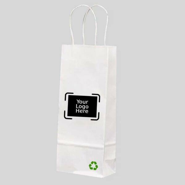 5.25" x 3.25" x 13.125" Custom Printed White Twisted Handle Paper Bags (250/CS)