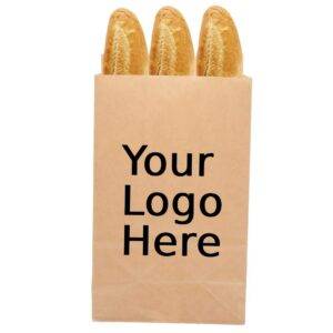 Custom Printed Natural Paper Natural Grease Resistant Bread Bag (1000/CS) 7" x 4" x 12"