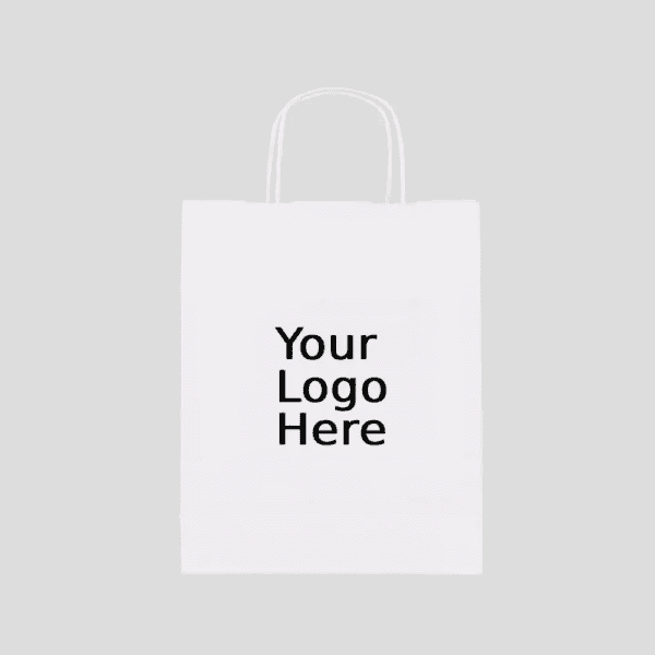 10" x 10" x 10" Custom Printed White Twisted Handle Paper Bags (250/CS)