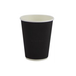 12oz Black Paper Single Wall Hot Ripple Cup (500/CS)