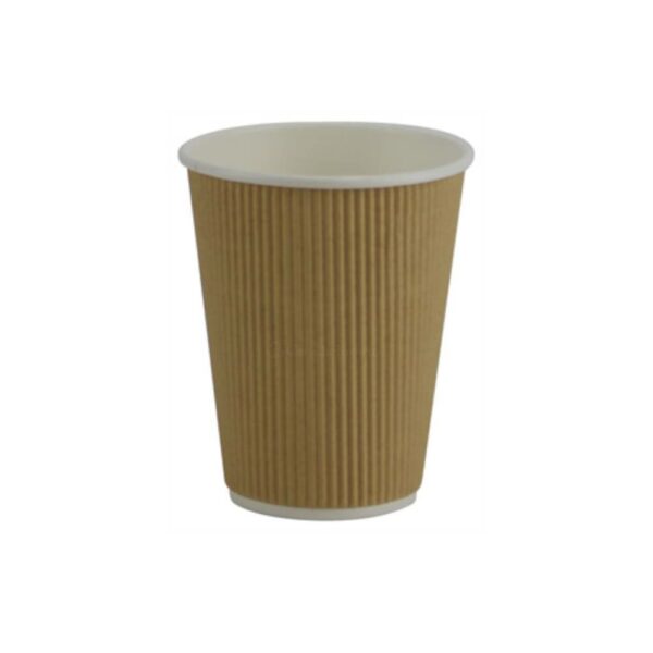 12oz Kraft Paper Single Wall Hot Ripple Cup (500/CS)