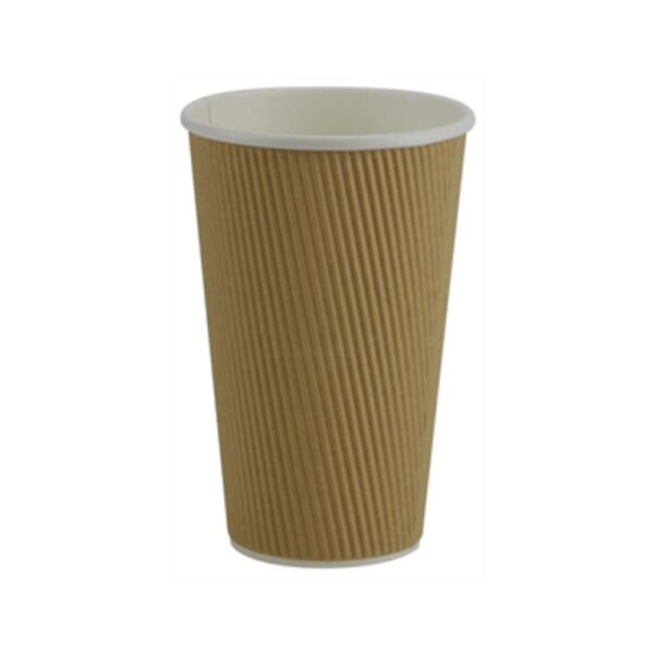 16oz Kraft Paper Single Wall Hot Ripple Cup (500/CS)