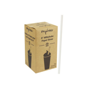 8" Milkshake White Wrapped Paper Straws