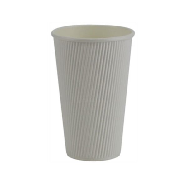 16oz White Paper Single Wall Hot Ripple Cup (500/CS)