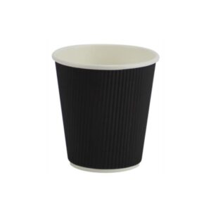 10oz Black Paper Single Wall Hot Ripple Cup (500/CS)